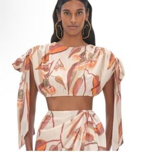 Andrea Iyamah Halima Crop Top Eucalyptus Size Large